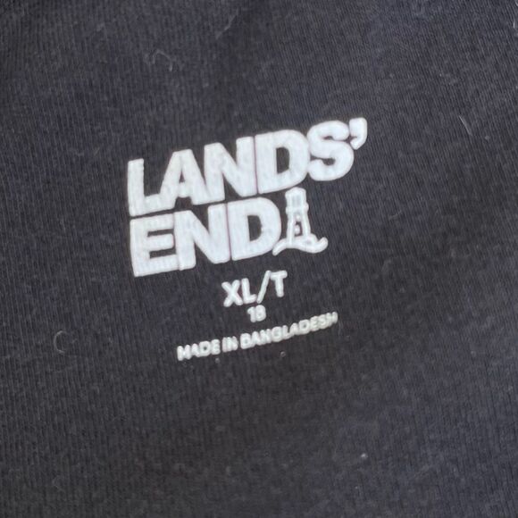 Lands End Black Cotton Knit Pants Pockets Stretch Women XL Elastic Waist Pull On - Picture 6 of 13